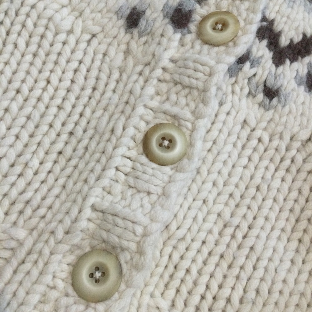 Girls ABERCROMBIE M Nordic fair isle sweater knit hooded cardigan thick warm GUC - Picture 3 of 10